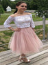 Tulle A Line Pink Homecoming Dress with Lace LBQH0055